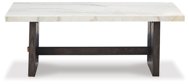 Burkhaus - White / Dark Brown - Rectangular Cocktail Table Signature Design by Ashley® 