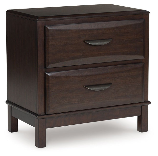 Vanmore - Dark Brown - Two Drawer Night Stand Benchcraft® 