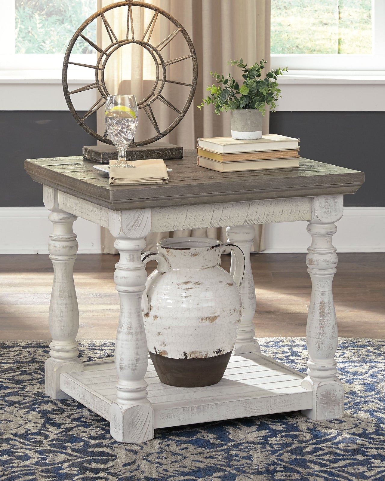 Havalance - Gray / White - Rectangular End Table - Tony's Home Furnishings