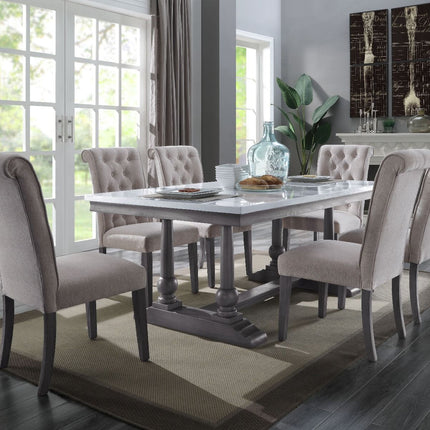 Yabeina - Dining Table - Marble Top & Gray Oak Finish ACME 