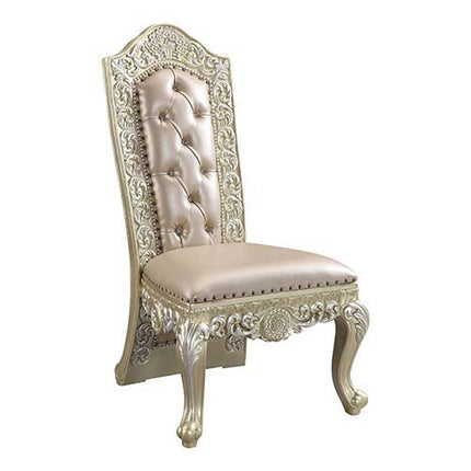 Vatican - Side Chair (Set of 2) - PU & Champagne Silver Finish ACME 