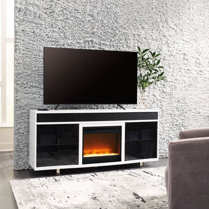 Gardoni - White / Black - 72" TV Stand With Electric Fireplace Signature Design by Ashley® 