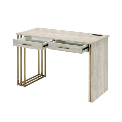 Tyeid - Desk - Antique White & Gold Finish ACME 