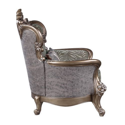 Elozzol - Chair With Pillow - Fabric & Antique Bronze Finish - Wood ACME 