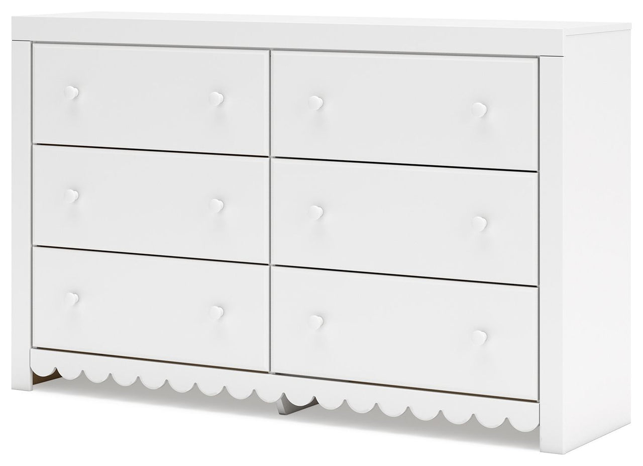 Mollviney - White - Six Drawer Dresser - Tony's Home Furnishings