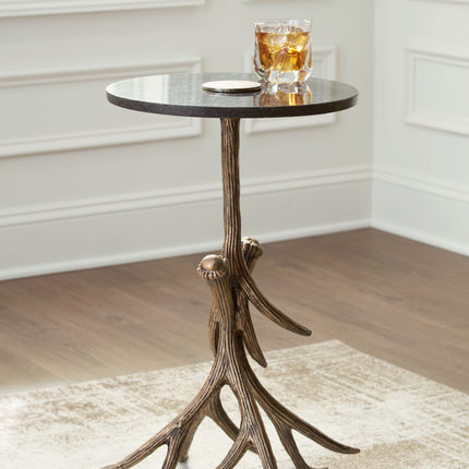 Lemkins - Black / Antique Gold Finish - Accent Table Signature Design by Ashley® 