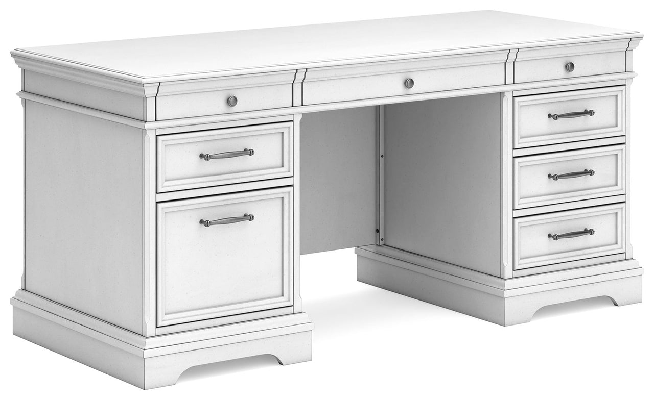 Kanwyn - Whitewash - Home Office Desk With Eight Drawers - Tony's Home Furnishings