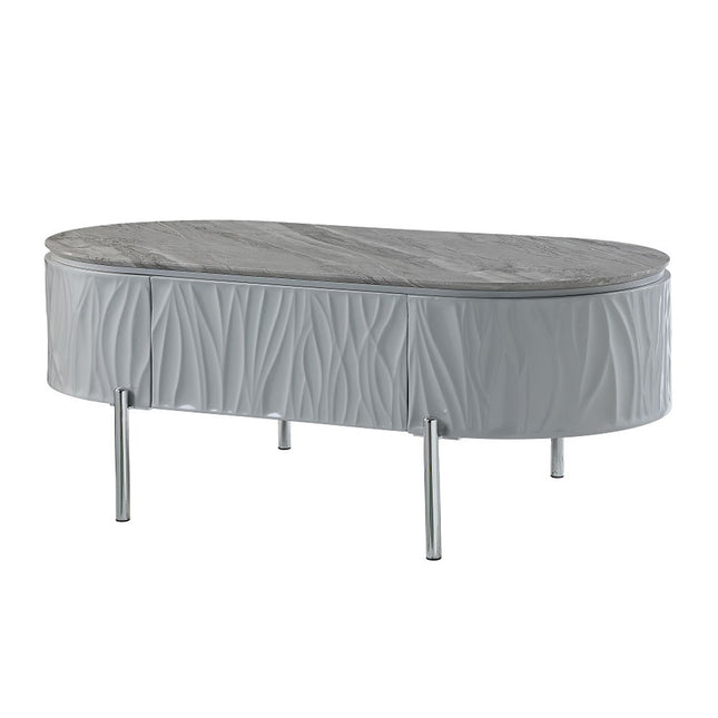 Yukino - Coffee Table - Gray High & Chrome ACME 