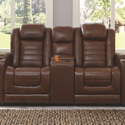 Backtrack - Chocolate - Pwr Rec Loveseat/Con/Adj Hdrst Ashley Furniture 