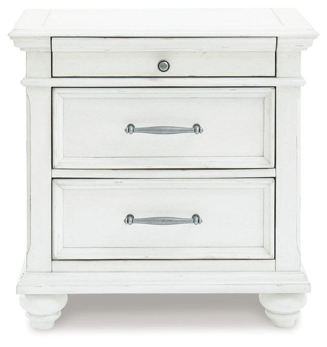 Kanwyn - Whitewash - Three Drawer Night Stand Ashley Furniture 