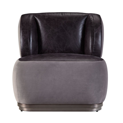 Decapree - Accent Chair - Antique Slate Top Grain Leather & Gray Velvet ACME 