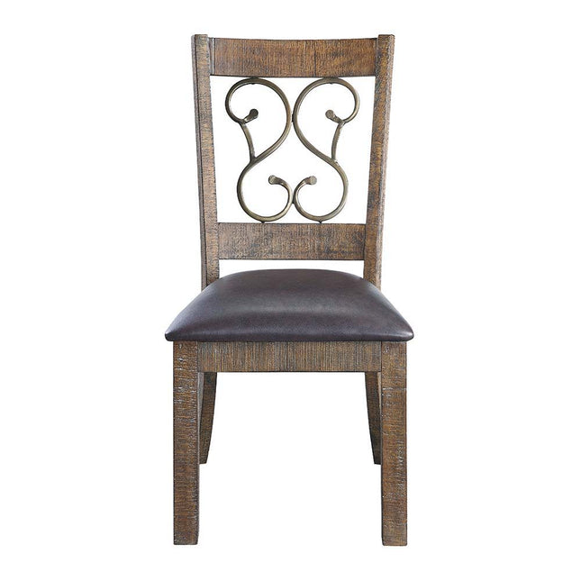 Raphaela - Side Chair (Set of 2) - Black PU & Weathered Cherry Finish ACME 