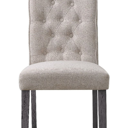 Yabeina - Side Chair (Set of 2) - Beige Linen & Gray Finish ACME 