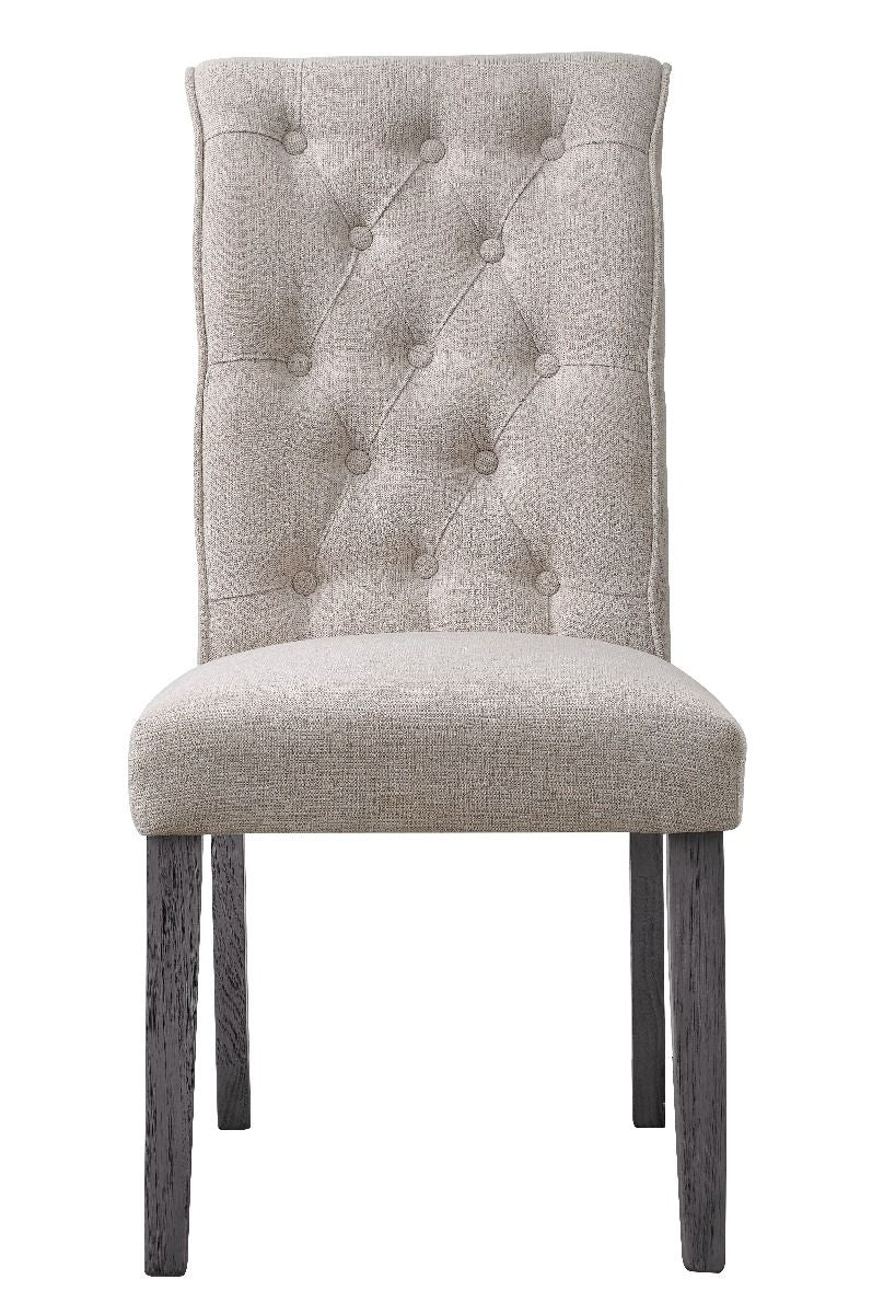 Yabeina - Side Chair (Set of 2) - Beige Linen & Gray Finish ACME 