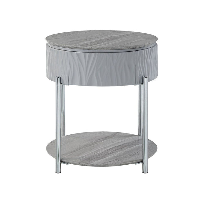 Yukino - End Table - Gray High & Chrome ACME 