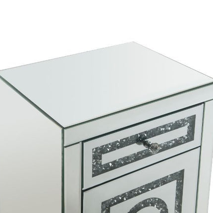 Noralie - Accent Table With Storage Drawers - Mirrored & Faux Diamonds - 26" ACME 