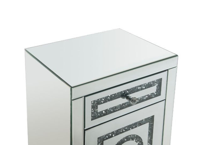 Noralie - Accent Table With Storage Drawers - Mirrored & Faux Diamonds - 26" ACME 