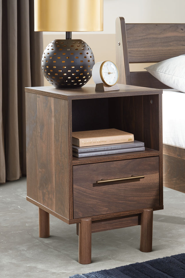 Calverson - Mocha - One Drawer Night Stand - Medium Signature Design by Ashley® 