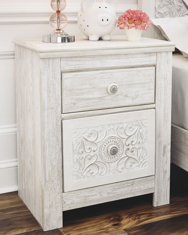 Paxberry - Whitewash - Two Drawer Night Stand Ashley Furniture 