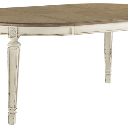 Realyn - Chipped White - Oval Dining Room Extension Table Ashley Furniture 