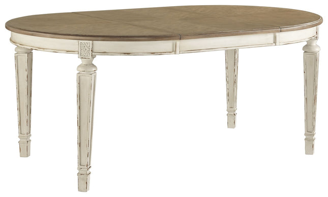 Realyn - Chipped White - Oval Dining Room Extension Table Ashley Furniture 