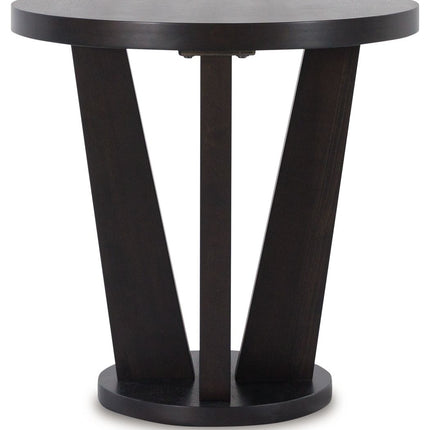 Chasinfield - Dark Brown - Round End Table Signature Design by Ashley® 