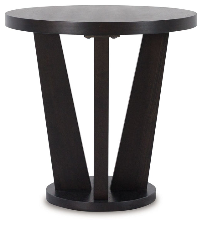 Chasinfield - Dark Brown - Round End Table Signature Design by Ashley® 