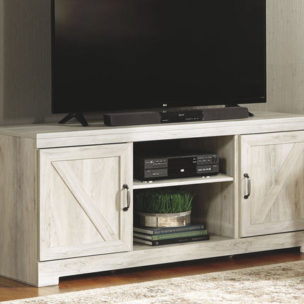 Bellaby - Whitewash - 63" TV Stand With Faux Firebrick Fireplace Insert Signature Design by Ashley® 