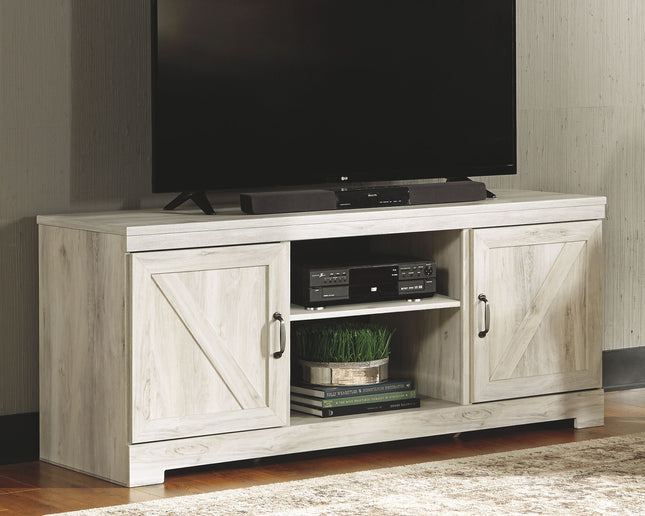 Bellaby - Whitewash - 63" TV Stand With Faux Firebrick Fireplace Insert Signature Design by Ashley® 