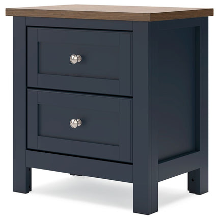 Landocken - Brown / Blue - Two Drawer Night Stand Signature Design by Ashley® 