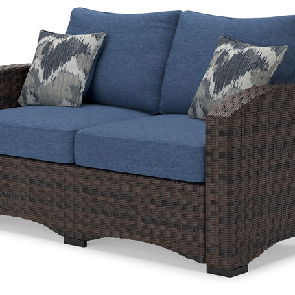 Windglow - Blue / Brown - Loveseat With Cushion Signature Design by Ashley® 