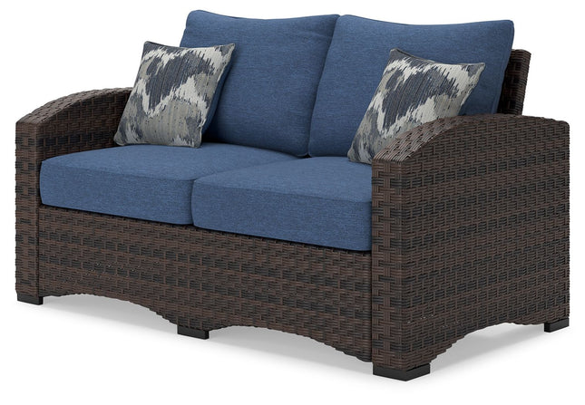 Windglow - Blue / Brown - Loveseat With Cushion Signature Design by Ashley® 