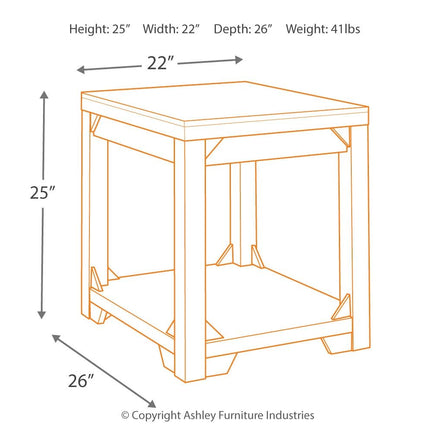 Fregine - Whitewash - Rectangular End Table Ashley Furniture 