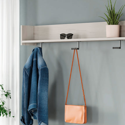 Socalle - Light Natural - Wall Mounted Coat Rack W/shelf Ashley Furniture 