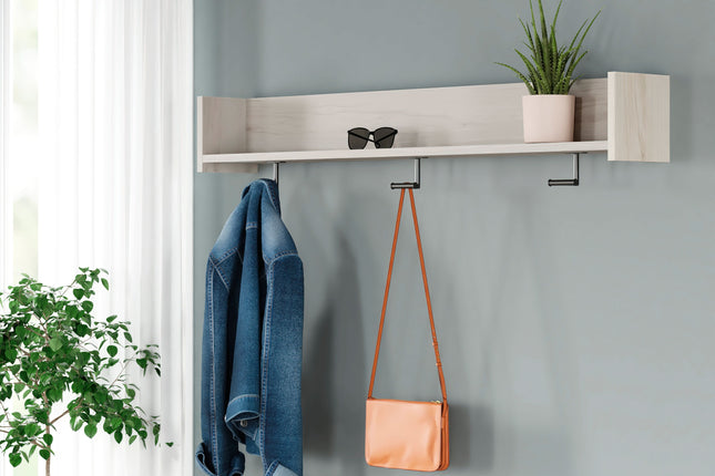 Socalle - Light Natural - Wall Mounted Coat Rack W/shelf Ashley Furniture 