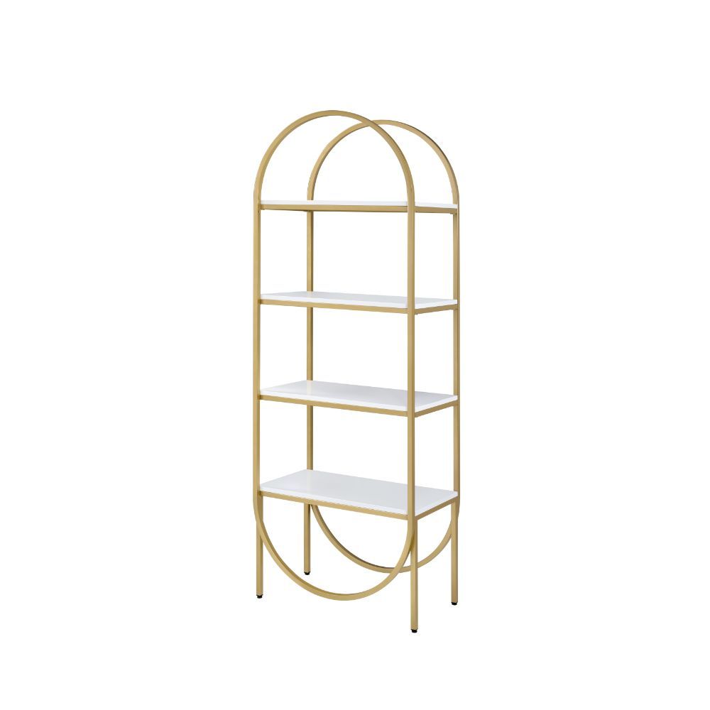Lightmane - Bookshelf - White High Gloss & Gold - Tony's Home Furnishings