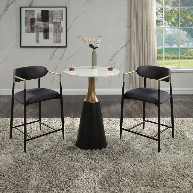 Jaramillo - Counter Height Table - Natural Marble Top & Black Finish ACME 