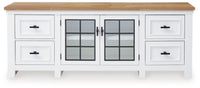 Ashbryn - White / Natural - Extra Large TV Stand