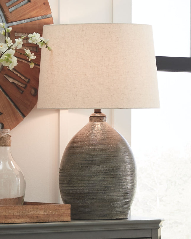 Joyelle - Gray - Terracotta Table Lamp Ashley Furniture 