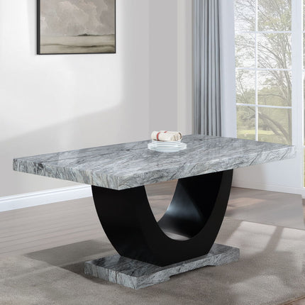 Caralin - Dining Table - Engineered Stone & Black Finish ACME 