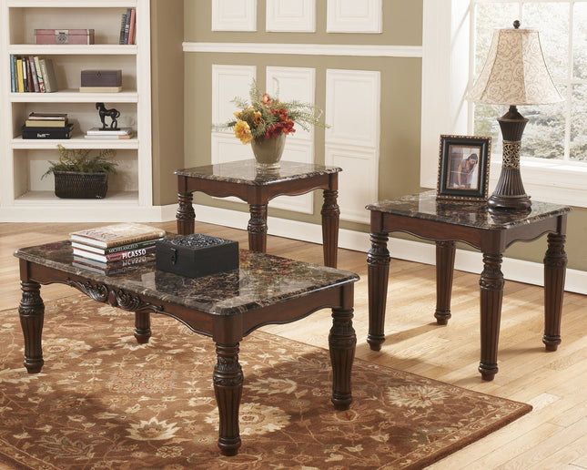 North - Dark Brown - Occasional Table Set (Set of 3) Ashley Furniture 