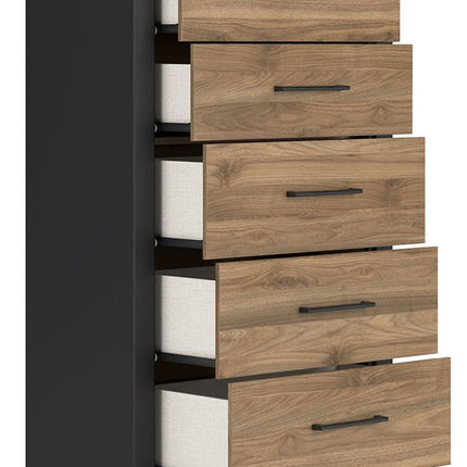 Vertani - Black / Honey Brown - Five Drawer Chest Signature Design by Ashley® 