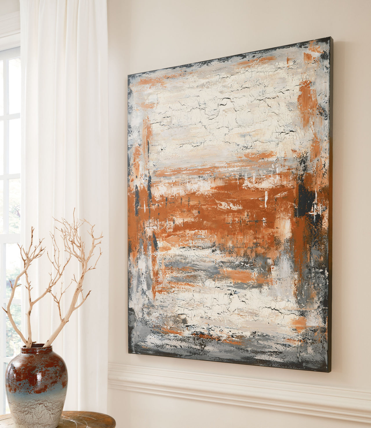 Carmely - Gray / White/orange - Wall Art - Tony's Home Furnishings