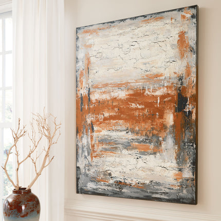 Carmely - Gray / White/orange - Wall Art Signature Design by Ashley® 