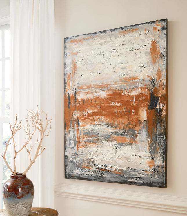 Carmely - Gray / White/orange - Wall Art Signature Design by Ashley® 