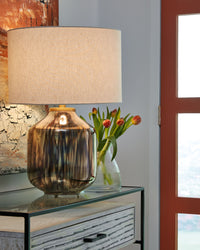 Thumbnail for Jadstow - Black / Silver Finish - Glass Table Lamp - Tony's Home Furnishings
