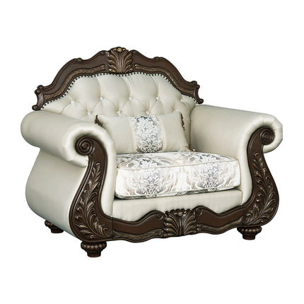 Pierce - Chair With Pillow - Beige Fabric & Cherry Finish ACME 