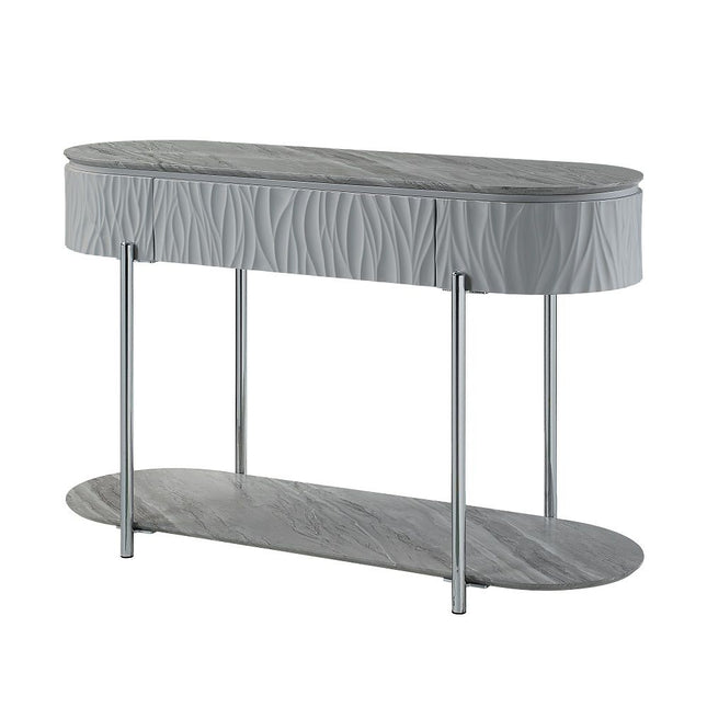 Yukino - Sofa Table - Gray High & Chrome ACME 