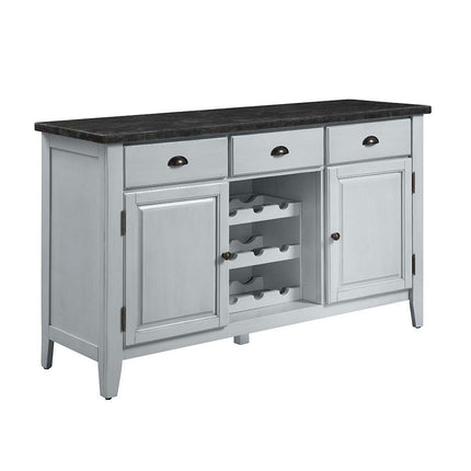 Lanton - Server - Marble & Antique White Finish ACME 