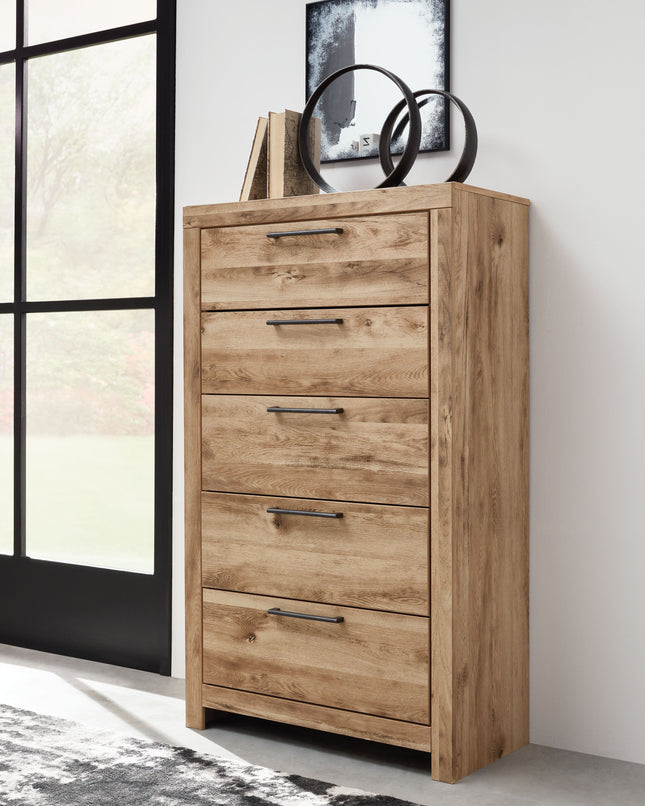 Hyanna - Tan Brown - Five Drawer Chest Signature Design by Ashley® 